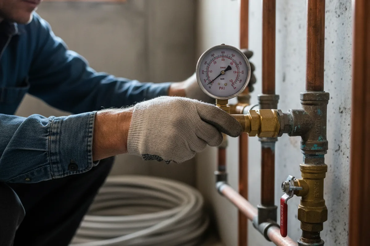 Pressure testing a repaired line during Water Line Repair in Claremont